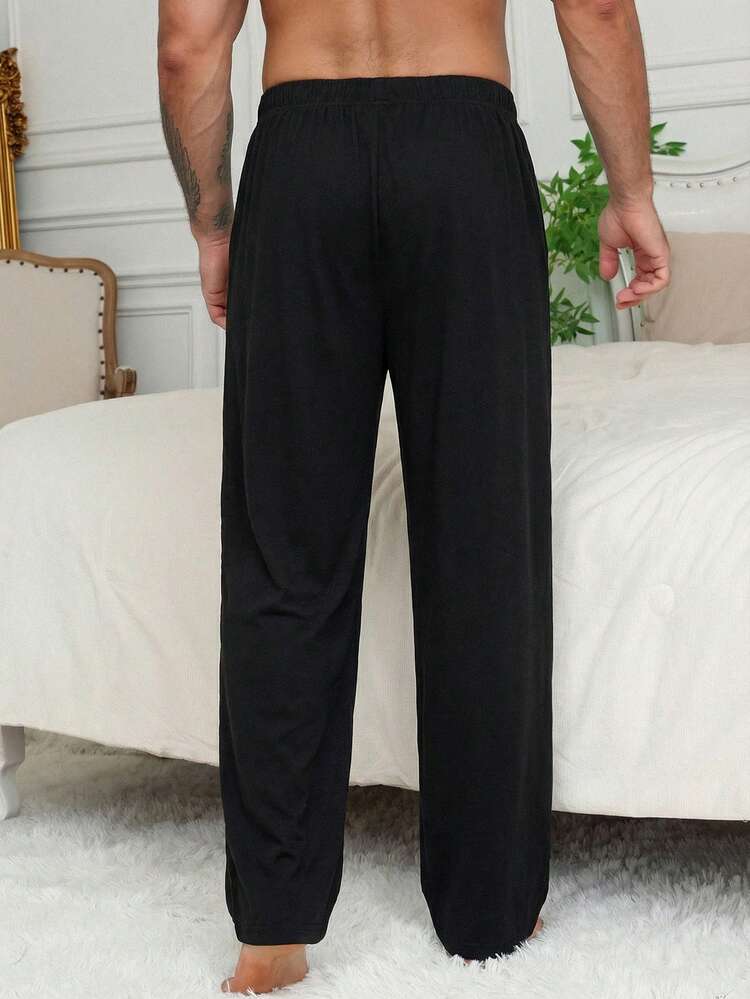Men's Solid Color Elastic Waist Lounge Pants, Spring/Summer