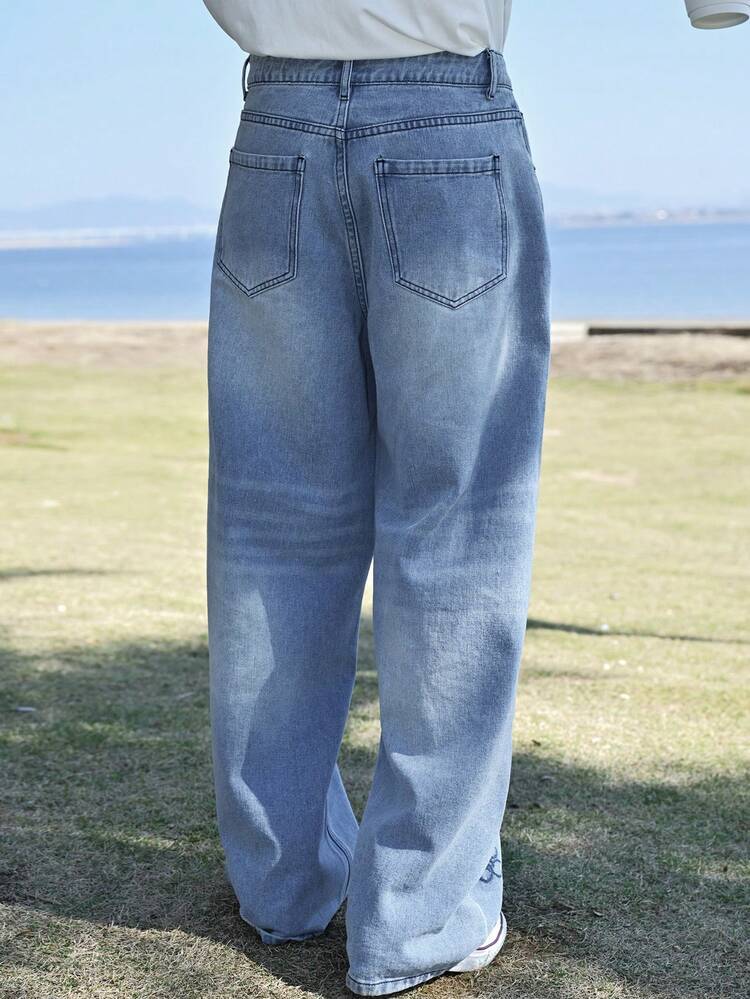 Spring Pattern Jacquard Loose Men's Jeans