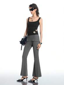 Airlisse Women's Black Summer Street Wear Y2K Sleeveless Knit Ribbed Tank Top,Grommet Decor Biker Chic Club Vest,Metal Eyelets Goth Fitted Rave Tops - Black - View 4