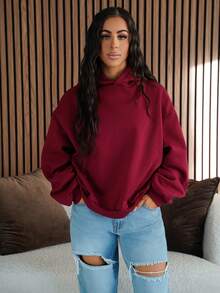SAYEHFBABY Women Sweatshirts - Burgundy - View 4