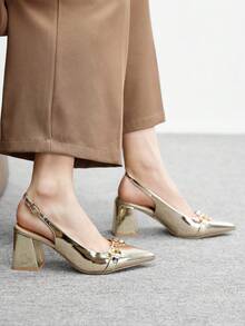 CUCCOO BIZCHIC Giày cao gót đế dày màu đỏ tía dành cho nữ, thiết kế tối giản cổ điển, phù hợp cho đi làm, hẹn hò, dự tiệc, kỳ nghỉ, đám cưới hoặc dịp Giáng sinh. - Vàng chanh - Xem 4