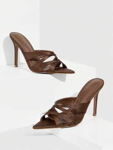 CUCCOO SZL Sandalias de tacón alto elegantes de punta fina para mujer, aptas para uso diario - Bronce - Ver 2