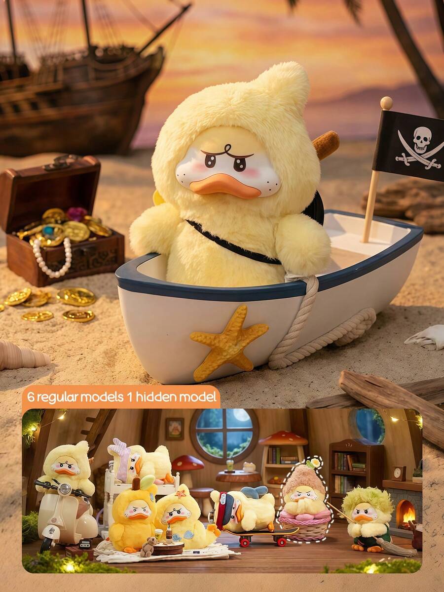 POKOJA LAND Blind Box (Non-Plush Filling), Suitable As Holiday Gift For Friends,Pirate & Daily Lifestyle Duck Character Blind Box, ABS Collectible Figurine Set (6 Regular + 1 Hidden Style), Cute Desktop Decor Figurine, Perfect Birthday Christmas Gift For Friends Family Anime Figure Enthusiasts