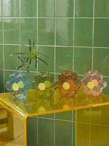 Joivida 1个透明彩色硼硅玻璃花瓶，创意设计，水培插花小花瓶，客厅餐桌水培插花摆件，彩色花瓶，水培玻璃花瓶，透明彩色插花用具，餐桌装饰摆件 - 彩色 - 查看 2