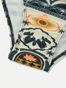 Swim Oasis 女士棕榈树印花吊带连体泳衣，配同款罩裙 - 彩色 - 查看 4