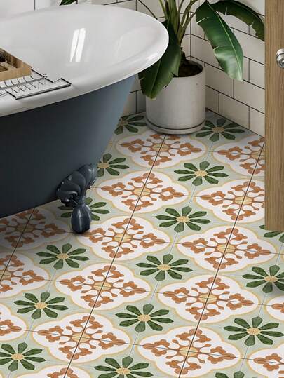 Cirelle 12 قطعة ملصق أرضية لاصق ذاتي من البي في سي - بلاط لاصق مقاوم للماء للاستخدام في المطبخ والحمام وغرفة المعيشة | ديكور منزلي مقاوم للزيت