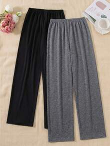 Snug Zone 2pcs/Set Women Standard Size Waist Tie Pajama Set - Multicolor - View 2