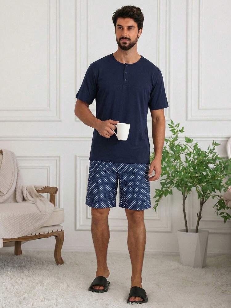 Men's Summer Short Sleeve T-Shirt And Shorts Pajama Set