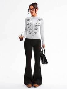 Dewbera Áo khoác thể thao nữ màu trắng không đường may kiểu Gothic, thích hợp cho chạy bộ, tập thể dục, hoạt động ngoài trời và mặc hàng ngày, mùa thu/đông. - Đen và trắng - Xem 6