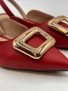 Bailarinas flats destalonadas de punta elegantes con herraje dorado - ROJO - Ver 2