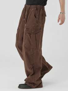 DAZY 男士破洞大口袋水洗牛仔裤，春秋季 - 棕色 - 查看 6