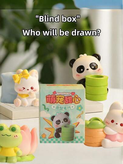 Zazumi صندوق مفاجأة من الراتنج لحامل القلم بتصميم حيوانات كرتونية، ديكور مكتبي أو للدراسة، فكرة هدية عيد ميلاد أو مناسبة، مفاجأة يومية لعشاق القرطاسية