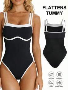 Dewbera Women's Seamless High Elasticity Yoga Sports Fitness Running Jumpsuit, Summer - Black - View 1