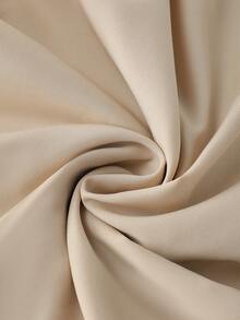 Franclia 卡其色长袖衬衫，黑色蕾丝边饰，搭配卡其色阔腿裤，休闲优雅的春夏两件套服装 - 卡其色 - 查看 3