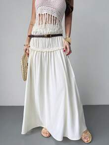 Firerie Women's Elegant Delicate Romantic Valentine's Day White Ruffled Skirt - White - View 7