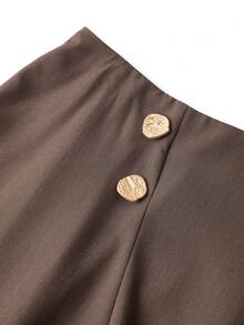 Comfylo Plus Size 2 Pieces Set: Sleeveless Top And Midi Skirt, Versatile For Commuting And Outings Brown Top Valentine's Day Birthday Elegant - Brown - View 9