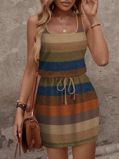 SHEIN LUNE Vestido corto casual estampado para mujer, adecuado para primavera/verano