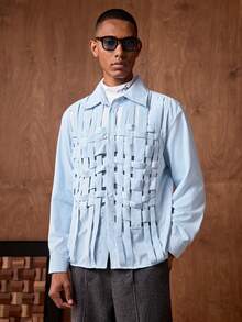 AKNOTIC Herren Lässig gestreiftes Hemd mit Knopfleiste und Langarm, Sommer Bruno Mars Herren Sommer Knopfhemd in Pulverblau, Herren Resort-Wear Jackpot Sumwon Herren Babyblau Hemd - Blau-Weiß - Übersicht 4