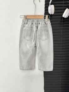 SHEIN Baby Boy Casual Washed Distressed Elastic Waist Jeans - Light Wash - View 2