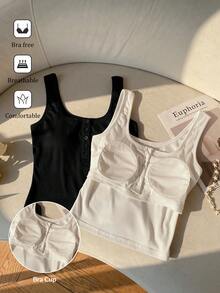 SHEIN EZwear 黑白针织弹力吊带背心多件装 - 彩色 - 查看 1