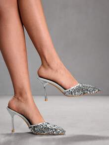CUCCOO SZL Sandales à talons pour femmes - Argent - Voir 4