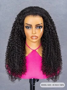 9AM Hair Store Invisi Draw-Strings Kinky Curly 360 Lace Frontal Glueless Wig With Bleached Knots Wear And Go Glueless Human Hair Wig Pre-Plucked Hairline 180% Density 14-16 Bob Inch 18-26 Regular Inch Unprocessed Virgin Hair Christmas Wigs Y2k Human Hair Wig Christmas Gifts - SNatural - View 4