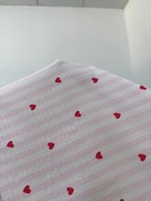 SHEIN Napfluff 条纹爱心领开襟荷叶边女士短袖睡衣套装 - 淺粉色 - 查看 4