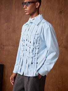 AKNOTIC Herren Lässig gestreiftes Hemd mit Knopfleiste und Langarm, Sommer Bruno Mars Herren Sommer Knopfhemd in Pulverblau, Herren Resort-Wear Jackpot Sumwon Herren Babyblau Hemd - Blau-Weiß - Übersicht 5