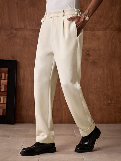 AKNOTIC Business Casual Men's Casual Apricot Color Pants, Comfortable For Commuting, Business, Streetwear, Gatherings, Versatile, Fashion, Gift For Birthday, Spring/Summer New Arrival