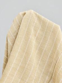 Ontre 2026 New Spring/Summer Women's Business Casual Minimalist Fashion Commuter Striped Fabric Yellow Woven Fabric Long Sleeve Shirt And Wide Leg Pants 2-Piece Set 2 Piece Sets Woman Summer Suit Sets For Women - Green - View 8