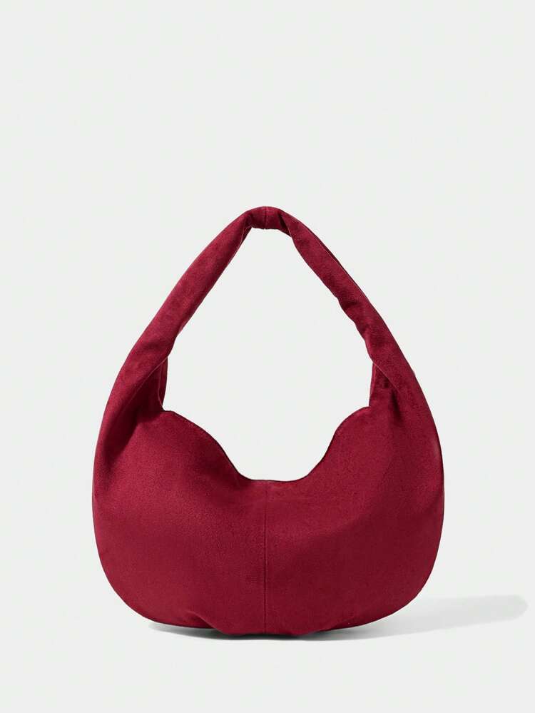 SHECARRY Bolso de hombro de mujer de unicolor con tachuelas de moda - Burdeos - Añade 6