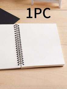 STONEGO 1PC B6 Sketchbook ,Soft Cover Spiral Notebook Kraft Cover Blank Sketch Pad,100 Pages/ 50 Sheets Kraft Cover Blank Sketch Pad For Sketching, Writing And Journal Refill,Black Card Paper Cover White Inside Pages - Black and White - View 7