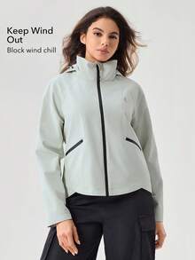 OutZeal 女士防水防风反光连帽户外夹克 徒步露营 - 綠色 - 查看 3