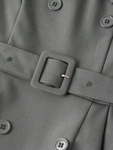 Ellevyn 1 Set Off-Shoulder Blazer Top And Wide-Leg Pants Suit, Suitable For Commuting, Office Wear, Classic & Elegant - Grey - View 8