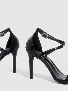 CUCCOO SZL Women's Shoes, Black Cross-Strapped Women's High-Heeled Sandals, With A Sexy And Modern Style. The Details Include Cross-Straps And Metal Buckles, Which Both Modify The Leg Lines And Enhance The Aura. It Is Suitable For Fashionable Women To Attend Dinners, Parties Or Urban Commutes. Prom Heels Summer Shoes - Black - View 6