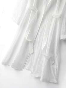 Franclia 2016新款春夏优雅天丝系带长款白色风衣（女款） - 白色 - 查看 6