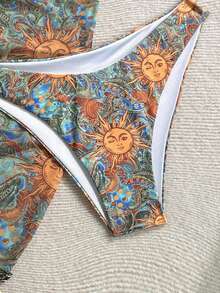 Soleia Beach Outfit For Women Summer Outfits  Vacation Outfits Women Green Women's Beach Vacation Sun Print Bikini Set - Multicolor - View 7