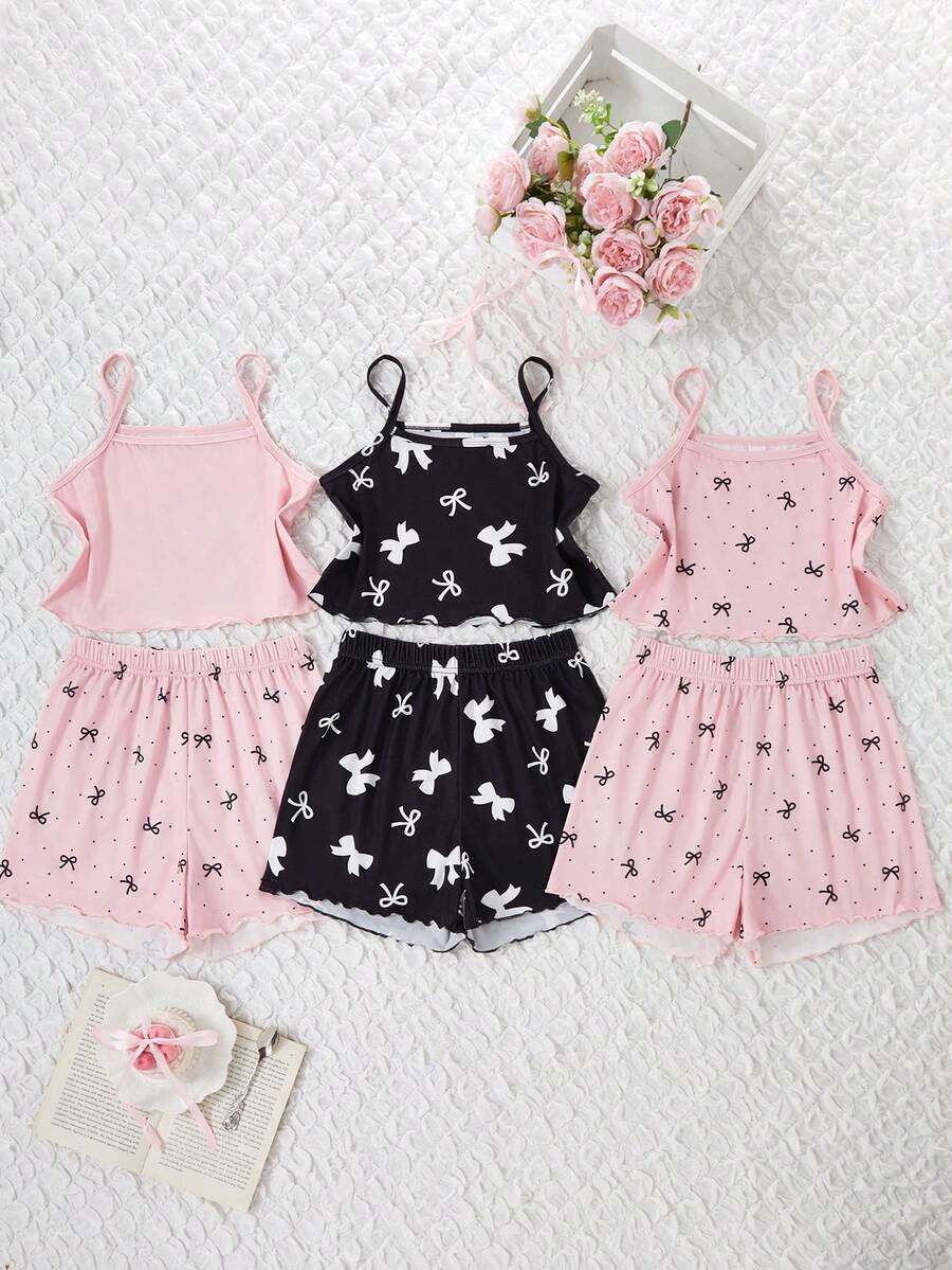 6PCS Tween Girls Pajamas - Multicolor - View 1