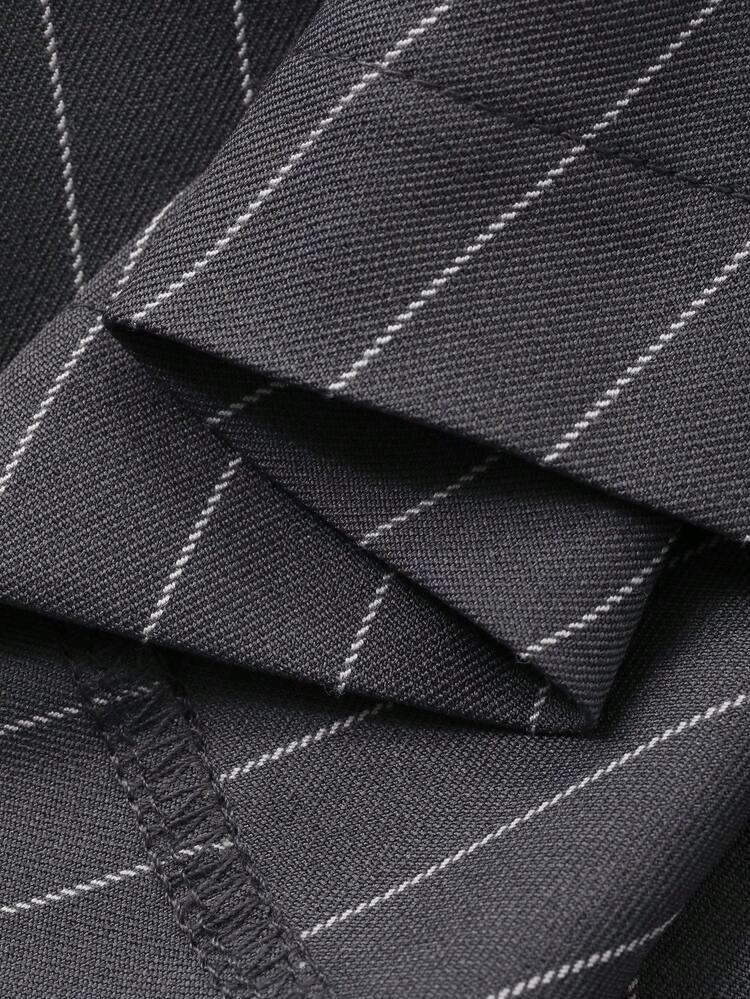 V-Neck Striped Waist Cinched Elegant Office Lady Shirt