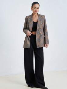 Aveloria Modichic Nouvelle veste blazer élégante et chic à carreaux gris-jaune, ambiance rétro décontractée, convient pour le trajet, les rendez-vous, les sorties du week-end - Multicolore - Voir 5