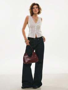 Poéselle Women's Single-Breasted Fashionable White Lace V-Neck Camisole,White Lace Trim Bustier Button Up Sleeveless Top For Women, Summer V Neck Blouse, Casual Essential Shirt,Summer Blouse,French-Style  Blouse - White - View 6