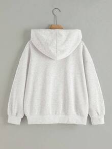 SHEIN Áo khoác ngoài nữ mùa thu, kiểu dáng thường ngày, phù hợp cho công sở, hoạt động ngoài trời, mùa tựu trường, thiết kế đồ họa, thêu chữ trang trí, màu xám. Trang phục mùa đông nữ, thiết kế hai lớp họa tiết da báo cá tính, áo nỉ hai lớp nữ, kiểu dáng thường ngày và đa năng, thích hợp cho hoạt động ngoài trời, mua sắm, mặc thoải mái. - Xám - Xem 2