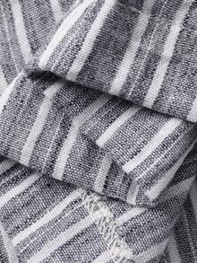 Vivie Lora 女士宽松阔腿直筒条纹亚麻裤 - 黑與白 - 查看 7