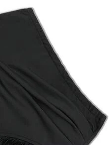 Franclia Women's Elegant Commuter Patchwork Tassel Skirt, Summer - Black - View 3