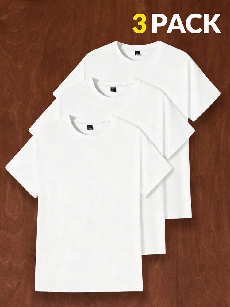 Men's Casual Solid Color Short Sleeve T-Shirt Set