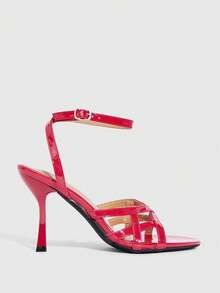 CUCCOO SZL Women's Buckle Design Fashion Daily Wear High Heel Sandals - Red - View 2