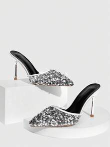 CUCCOO SZL Sandales à talons pour femmes - Argent - Voir 6