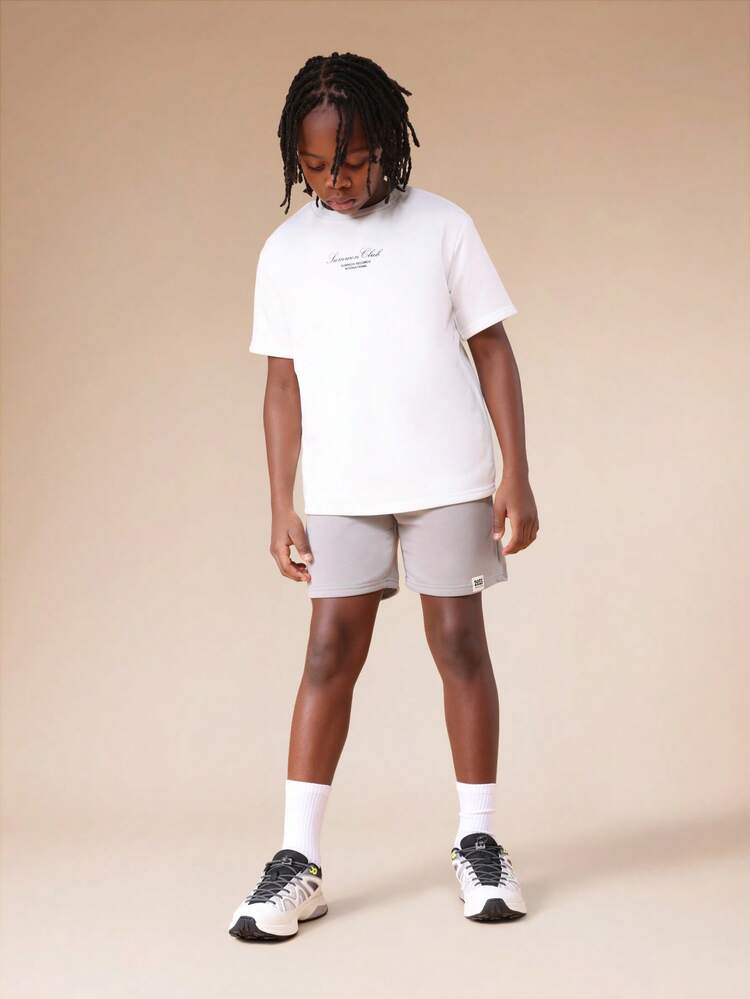 T-Shirt And Shorts Set With Script Print