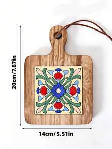 Cirelle 1 chiếc đế lót ly/khay/miếng lót nồi bằng gỗ nguyên khối kiểu cổ điển, chịu nhiệt, họa tiết retro, màu tự nhiên, thích hợp cho bàn ăn nhà bếp, quà tặng tân gia, tiệc cưới. - Nhiều màu - Xem 9