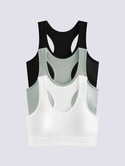 Loungeista 3pcs/Set Women's Sports Bras For Yoga, Fitness, Running, Skinny Back, Can Be Worn Alone Or Wrapped Chest, Lingerie